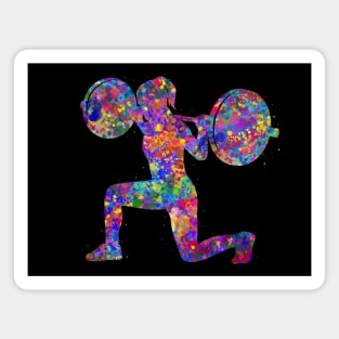 Weightlifter female watercolor art Magnet